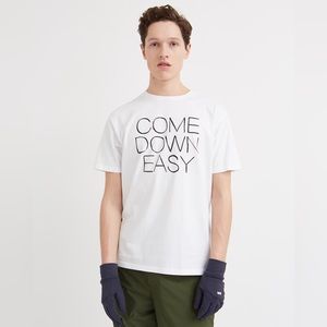 Wood Wood L T-shirt White “Come Down Easy” in Black Letters Excellent Condition